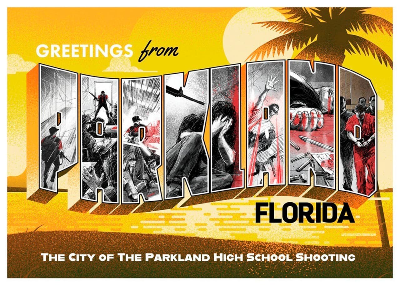 <b>“Saludos desde Parkland, la ciudad del tiroteo en la secundaria Parkland”. </b>Con una serie de postales diseñadas imitando a las clásicas imágenes turísticas, el movimiento contra las armas 
<a href="https://changetheref.org/"><u>‘Change the ref’</u></a> busca recordar una a una de las tragedias que causaron los tiroteos masivos en los últimos años. “El 14 de febrero de 2018, un hombre armado de 19 años ingresó a la secundaria Parkland y abrió fuego con un arma semiautomática, matando a 17 personas inocentes e hiriendo a otras 17”, se lee en el mensaje de la postal.