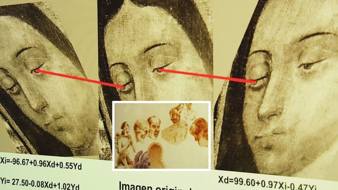 <b>Los ojos</b>
<br>Estudios científicos encontraron dentro de los ojos, personas que estaban presentes, cuando Juan Diego mostró la imagen; serían: Don Juan, el obispo, sus asistentes, varios personajes que se han encontrado en las pupilas de la virgen. Se trata de un milagro, porque no está pintado por manos humanas, explica el padre Esequiel Sánchez. 
<br>