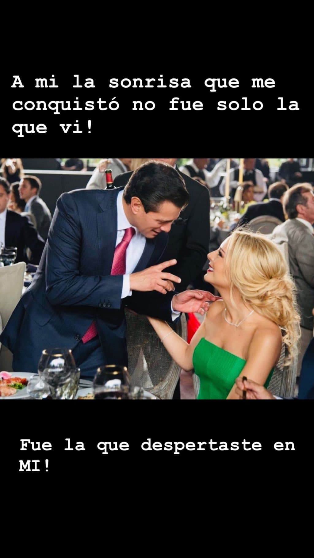 "A mí la sonrisa que me conquistó no fue solo la que vi, fue la que despertaste en mí" publicó la modelo junto a una foto con el expresidente.