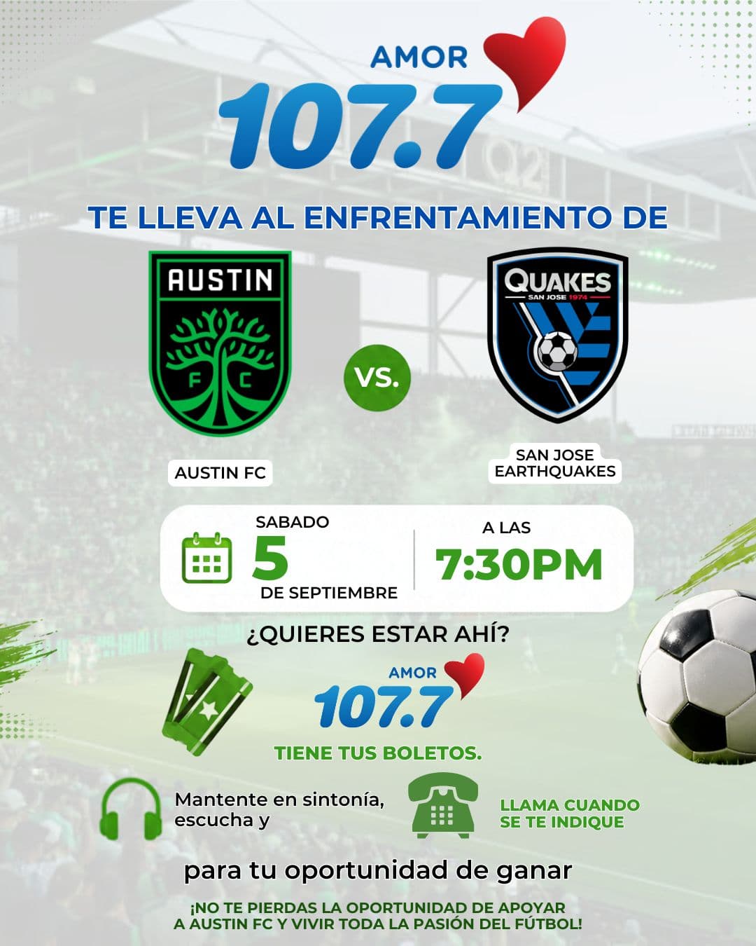 Amor 107.7 te lleva a vivir toda la emoción del fútbol!
 