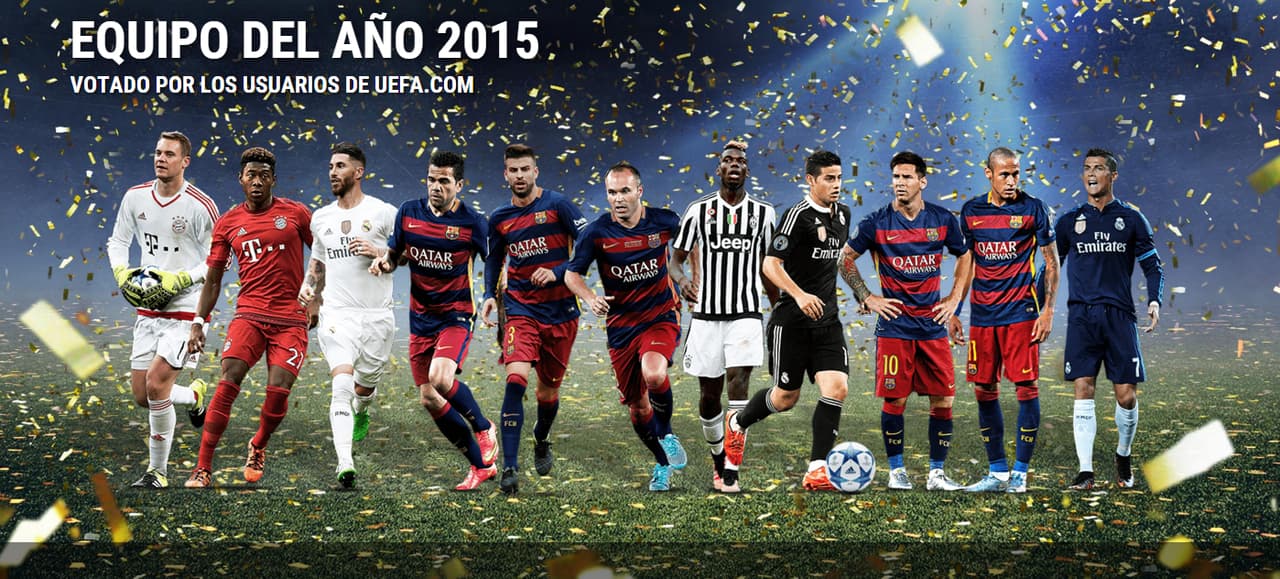 Messi, Cristiano y Neymar comparten delantera en 'Equipo del Año' para usuarios de UEFA