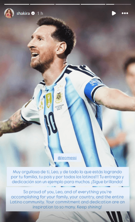 Shakira dedicó este mensaje a Lionel Messi.