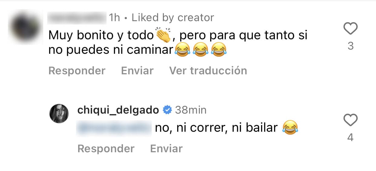 Con alguien más bromeó de que no solo no podía caminar, sino que 
<b>"ni correr ni bailar". </b>
<br>