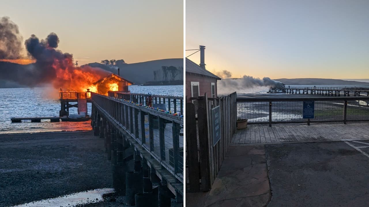 Un incendio envolvió por completo una cabaña para botes en un muelle en Marshall el domingo por la tarde. Según el Departamento de Bomberos del Condado de Marin (MCFD), el fuego estalló poco antes de las 5 p.m. en la cuadra 23000 de Shoreline Highway.