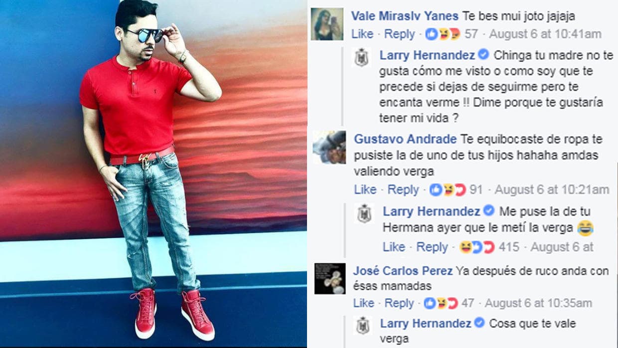 Larry Hernández explota en Facebook y arremete con groserías contra sus fans más críticos