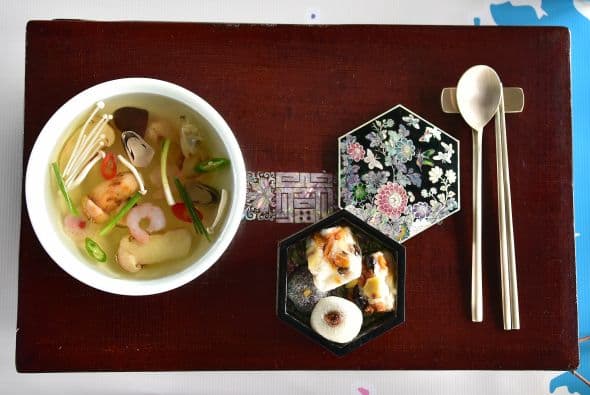 Durante la semana de la comida en Seúl, hicieron una demostración de lo elegante y coloridos que son los platillos coreanos.