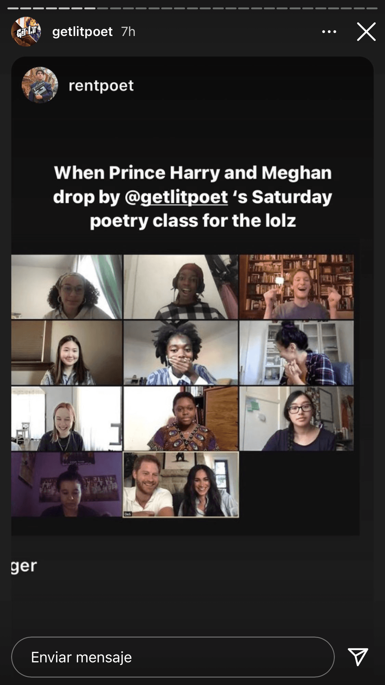 La duquesa "compartió algunas de sus líneas favoritas" con los aspirantes a poetas y su marido expresó un gran "interés" en la poesía.
<br>