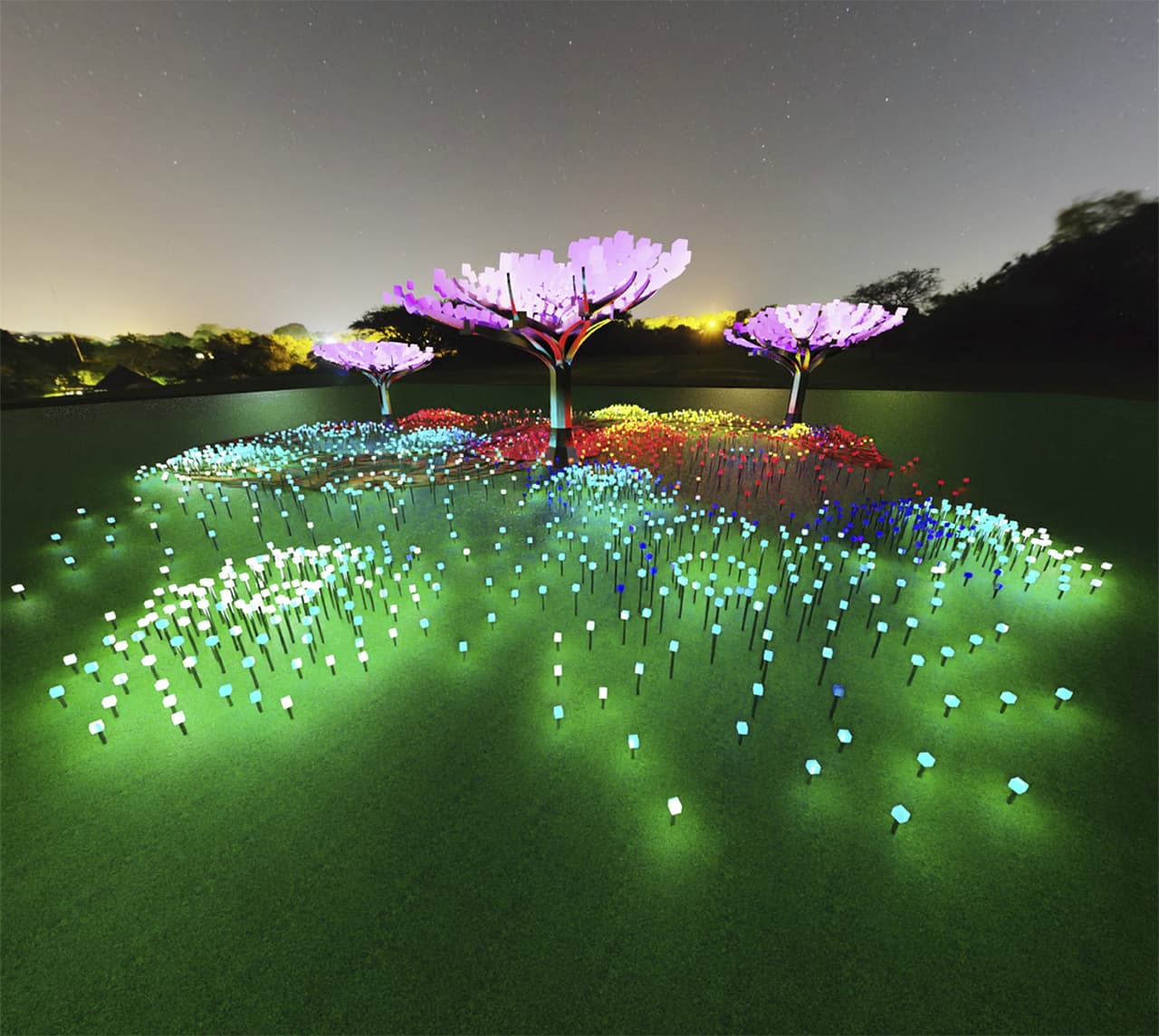 La exposición fue creada por el artista originario de San Francisco, Charles Gadeken, y forma parte de las celebraciones del 150 aniversario del parque Golden Gate. Los residentes del Área de la Bahía la podrán visitar por las noches hasta el 28 de febrero de 2021.