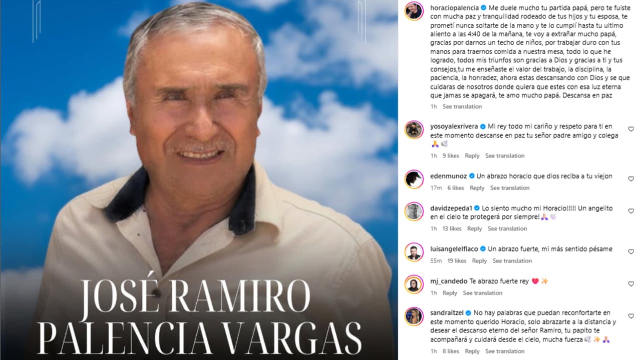 Horacio Palencia anunció la muerte de su padre con doloroso mensaje.