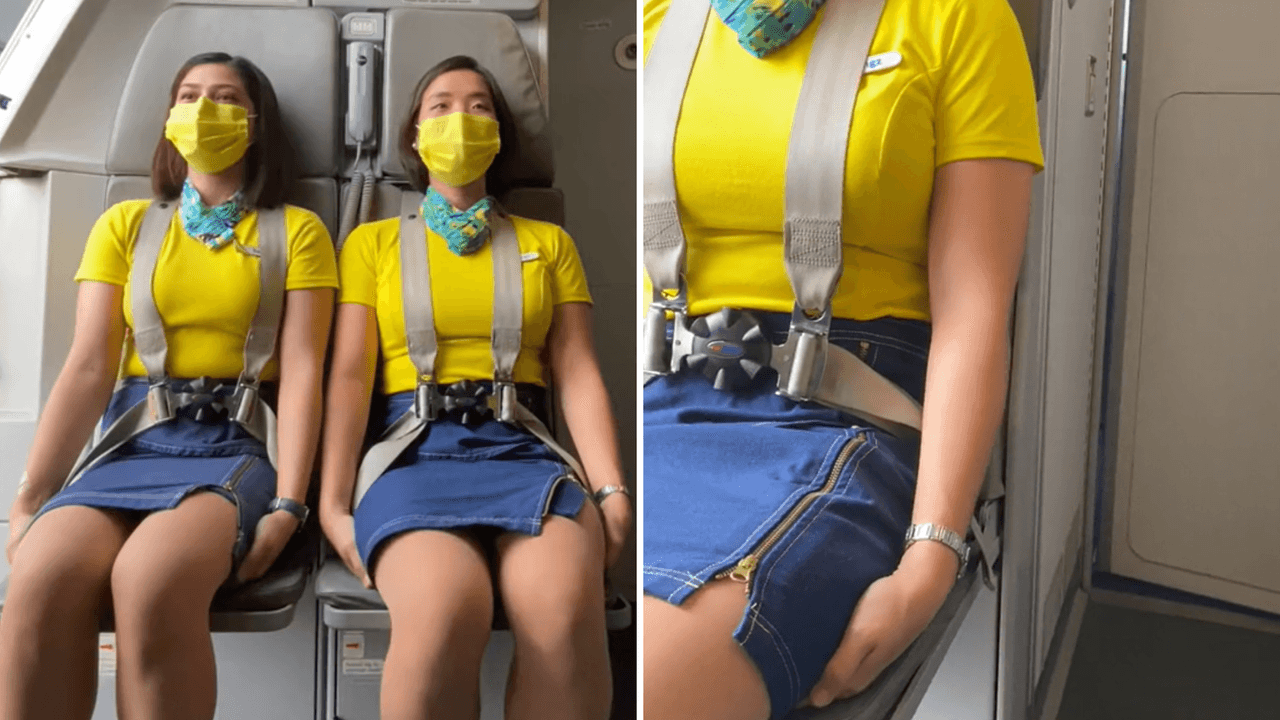 Azafata revela en video viral por qué la tripulación de aviones se sienta sobre sus manos en los despegues y aterrizajes