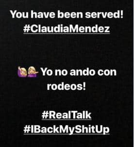 Después del amplio correo, la hija mayor de Jenni Rivera le dejó en claro a Claudia Méndez que es una mujer de acciones y que no se anda con rodeos.