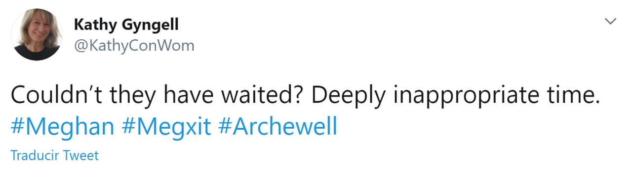 "¿No podrían haber esperado? Tiempo profundamente inapropiado", 
<b><a href="https://twitter.com/KathyConWom/status/1247405682971807744" target="_blank">escribió en Twitter. </a></b>
<br>