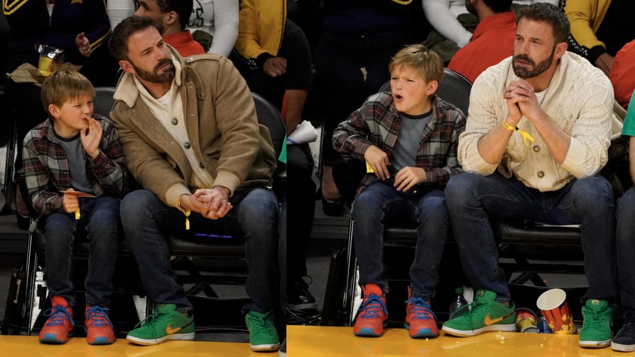 Ben Affleck y su hijo Samuel asistieron en diciembre pasado al Crypto.com Arena al superclásico de Los Ángeles Lakers y los Boston Celtics usando tenis Nike.