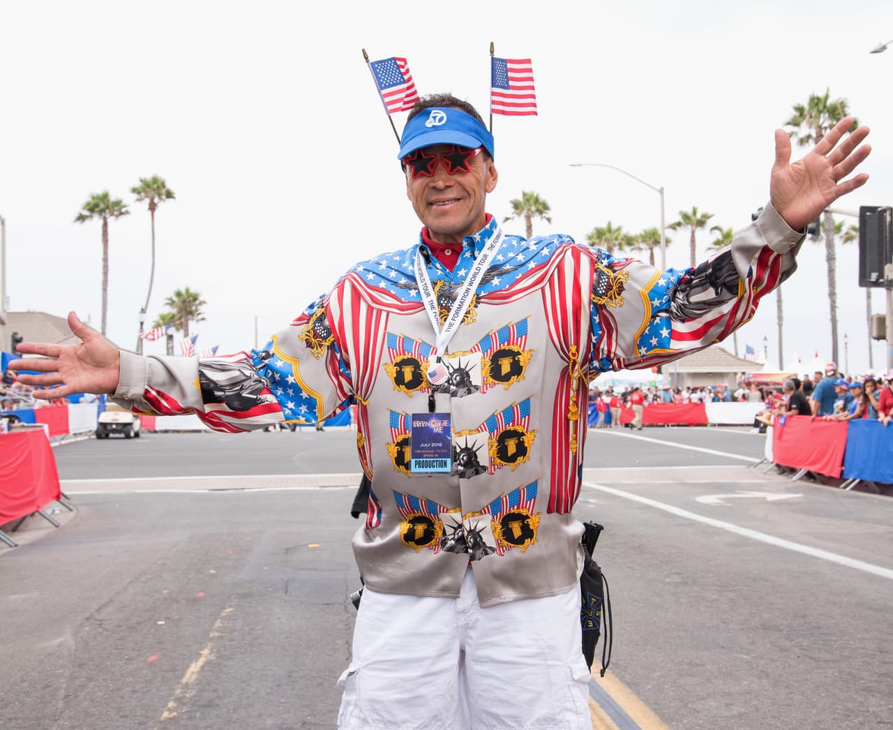 El vestuario patriota en Huntington Beach, California.