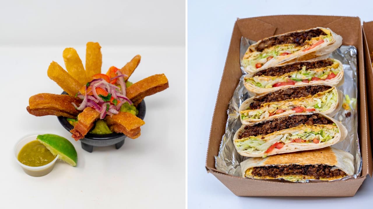 <h3 class="cms-H3-H3">Guac-a-Rrons </h3>
<b>El guacamole aquí no es acompañante: es protagonista</b>. Sobre una cama de guac fresco caen chicharrones crujientes, pork belly que se deshace en la boca y verduras encurtidas. Es la feria sirviendo la esencia de un domingo en familia.
<br>
<h3 class="cms-H3-H3">Vegan Crunchwrap </h3>
<b>Sí, en la feria también hay opciones veganas. </b>Esta lleva crumble de “carne” vegetal, nacho cheese sin lácteos, salsa chipotle y vegetales frescos. Crujiente por fuera, jugoso por dentro, sorprende a cualquiera que jure que “todo vegano sabe aburrido”.