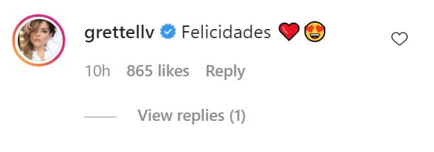 Grettell Valdez, quien también estuvo con ellos en la telenovela, le dejó esta felicitación. 
<br>