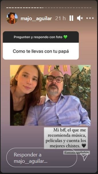 Majo es hija del cantante y actor mexicano Antonio Aguilar Jr., hermano de Pepe.