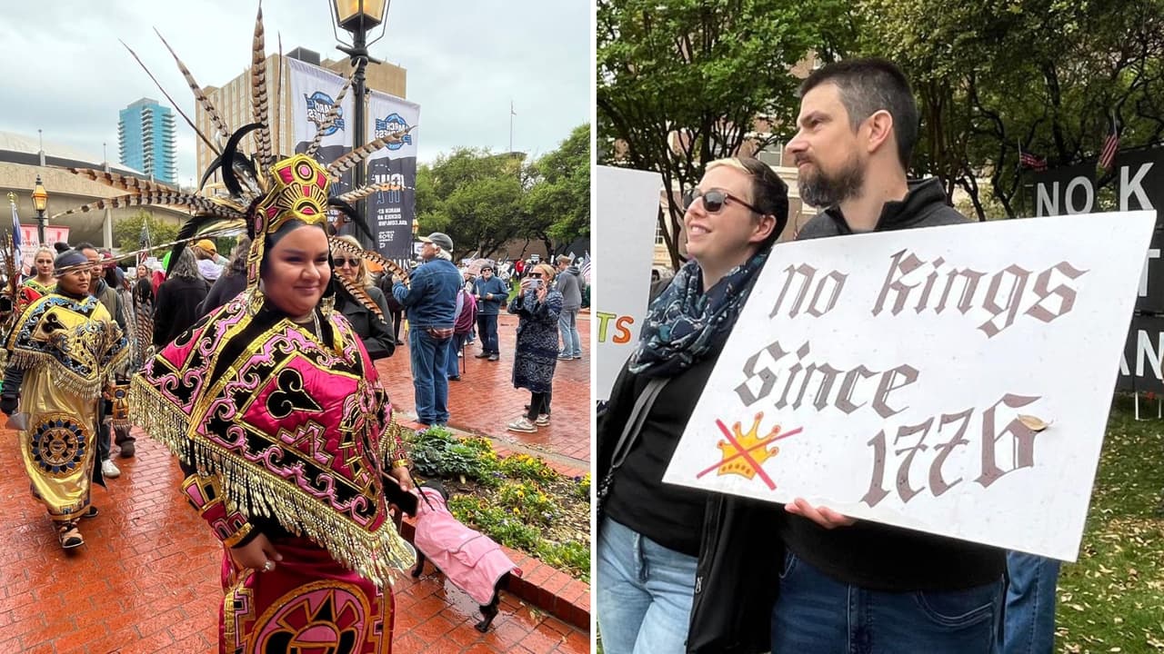 <h3 class="cms-H3-H3">Dallas y Fort Worth muestran dos formas de protesta</h3> Aunque comparten el mismo origen, las protestas en Dallas y Fort Worth 
<b>mostraron diferencias claras. </b>
<br>En Dallas, la jornada se centró en 
<b>la marcha, las consignas y momentos de tensión.</b>
<br>En Fort Worth, la protesta tuvo un enfoque más visual, 
<b>con símbolos, discursos y representaciones. </b>
<br>El resultado 
<b>fue una misma protesta con dos formas</b> de expresión. 
<br>Una 
<b>más directa en la calle. </b>
<br>Otra 
<b>más simbólica en escena.</b>