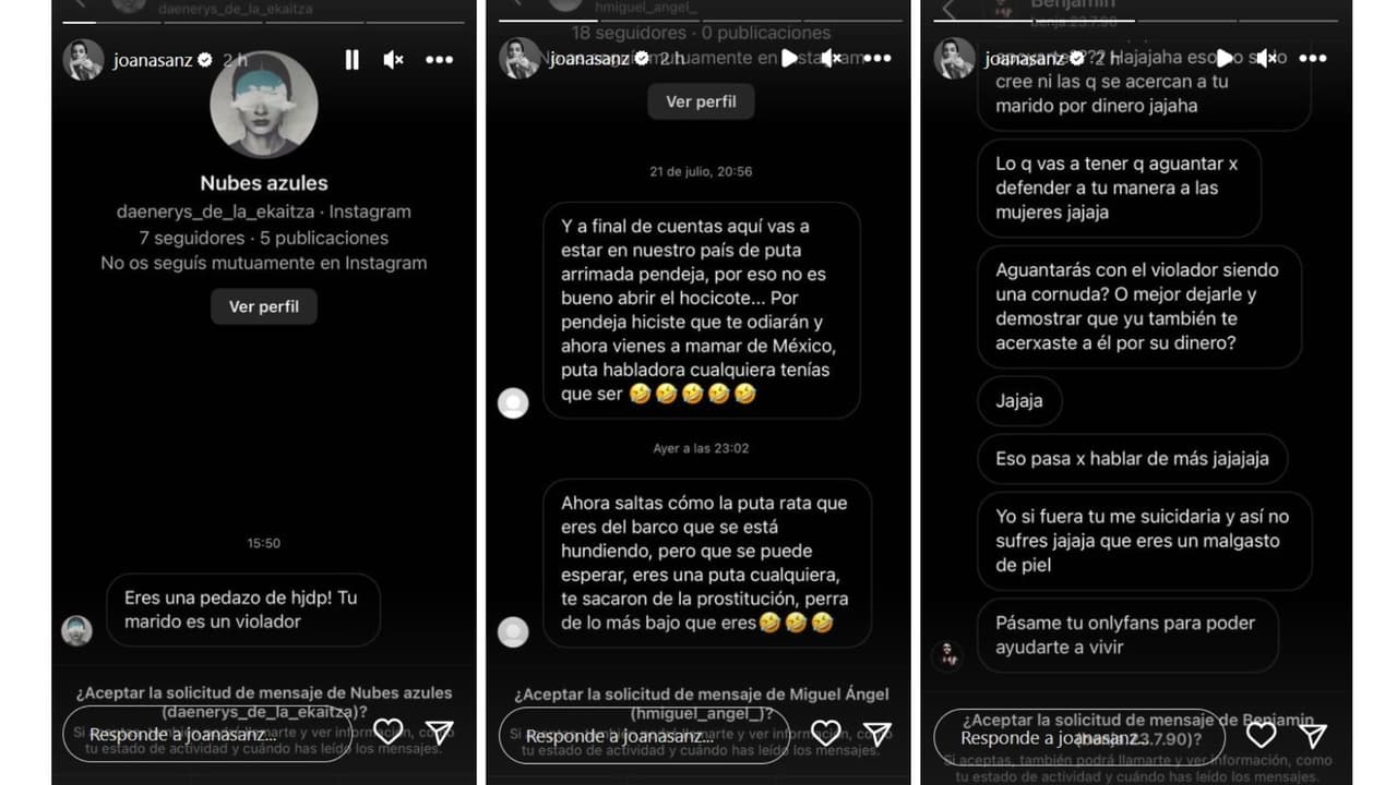 Historias de Instagram de Joana Sanz.