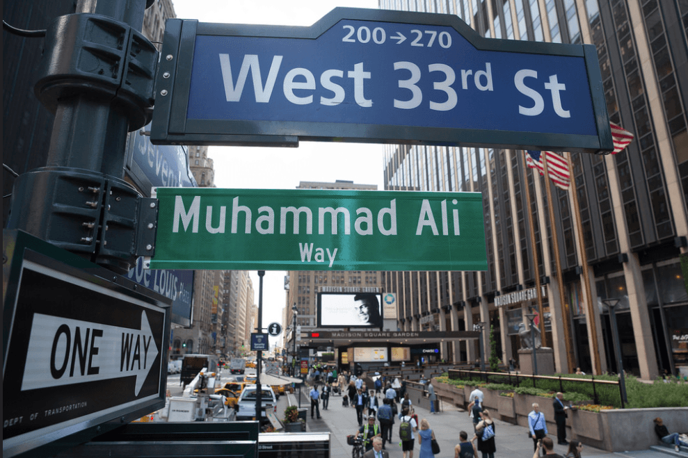 Inmortalizado en la Ciudad de Nueva York, el campeón Mohammed Ali.