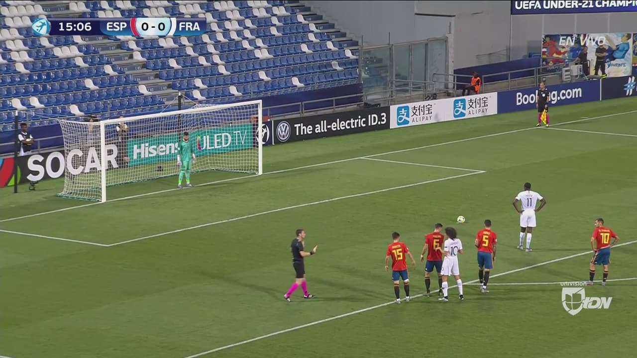 Junior Firpo hizo penal y Francia ya gana 1-0 a España en el Europeo Sub-21