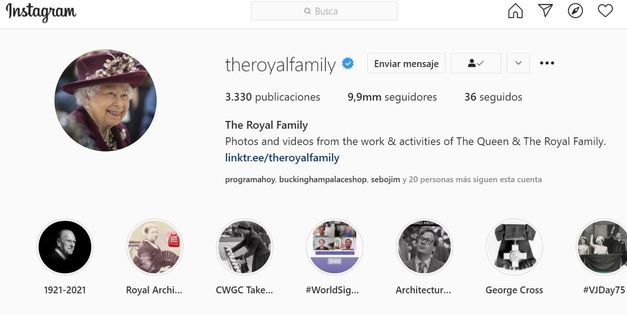 Las fotos de esos perfiles oficiales fueron cambiadas y ahora aparece solamente ella. Se trata de una imagen que fue tomada en 2020 
<b><a href="https://www.instagram.com/theroyalfamily/" target="_blank">durante su visita a la sede del MI5</a></b> en Thames House.
<br>