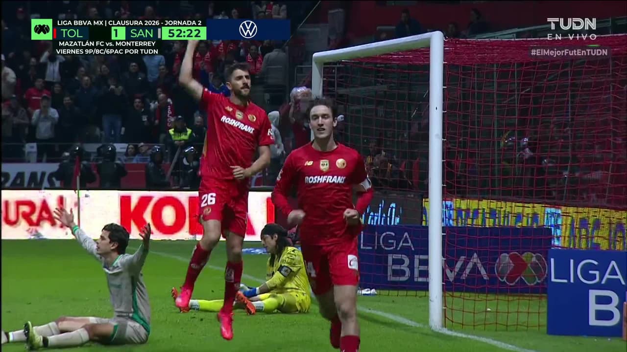 ¡GOL!  anota para Toluca. Marcel Ruíz