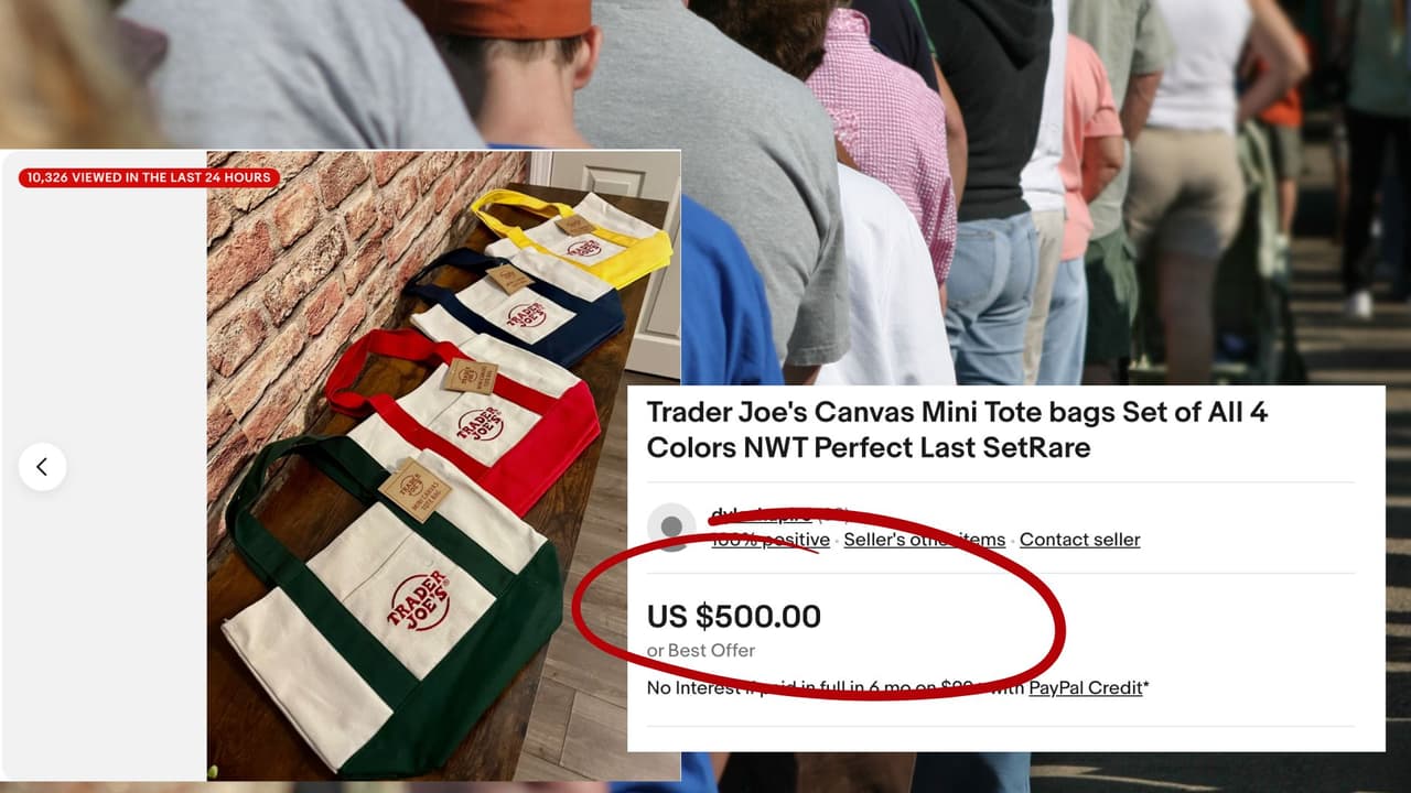 El fenómeno de las mini bolsas "tote" de Trader Joe's; las revenden hasta en 500 dólares en internet