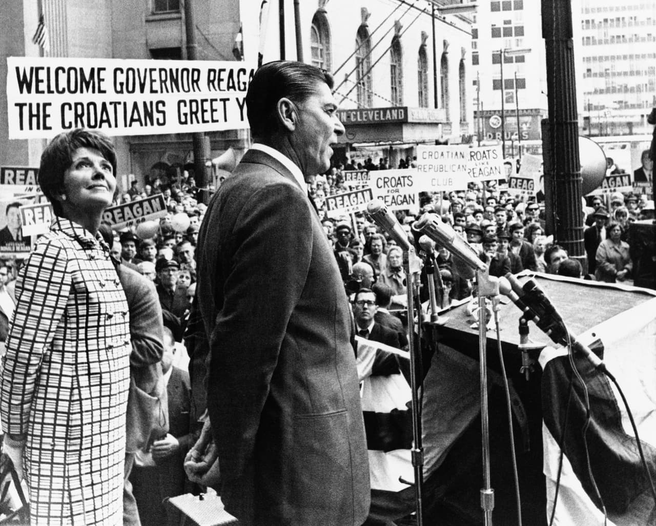 Reagan y su mujer en Cleveland en 1968.