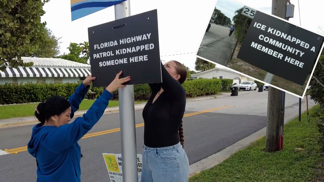 Carteles en las calles denuncian puntos de operativos migratorios en Palm Beach