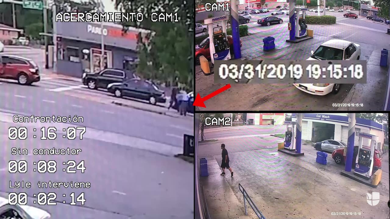 Lyle alcanzó a Hernández y le dio un golpe, así lo admitió él. La víctima subió los brazos mientras, según una madre y una hija que estaban en otro carro, en la escena del incidente, el hombre le pedía que no le pegara.