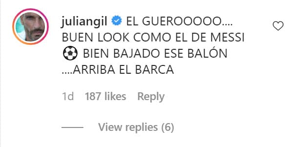 "El güero, buen look el de (Lionel) Messi, bien bajado ese balón… arriba el Barca". 
<br>