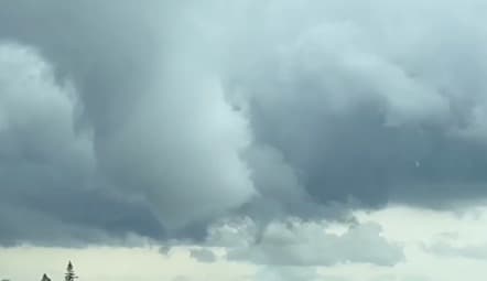 La rotación de las nubes define la forma de un embudo. El tornado que tocó tierra cerca de Isleton, tuvo un ancho máximo de 50 pies, según el NWS.