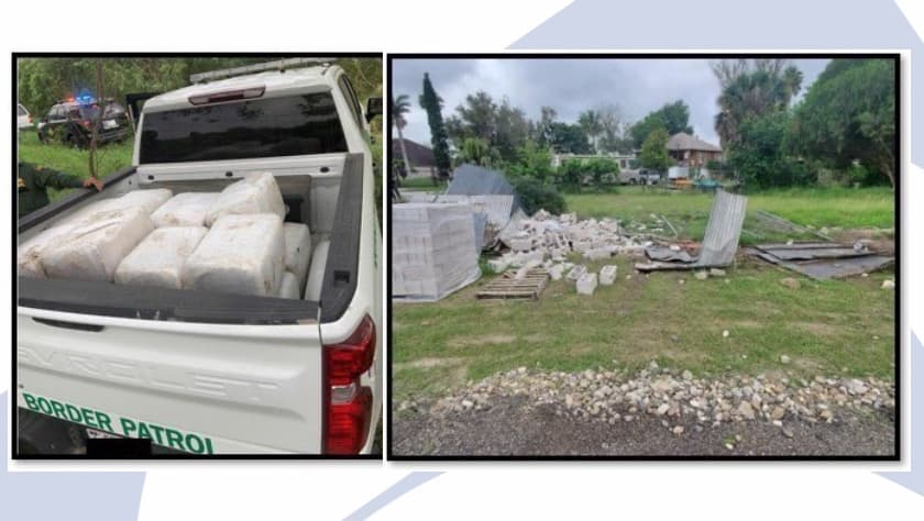 El cargamento de 480 libras con un valor de casi $400,000 sobre una unidad de la Patrulla Fronteriza.