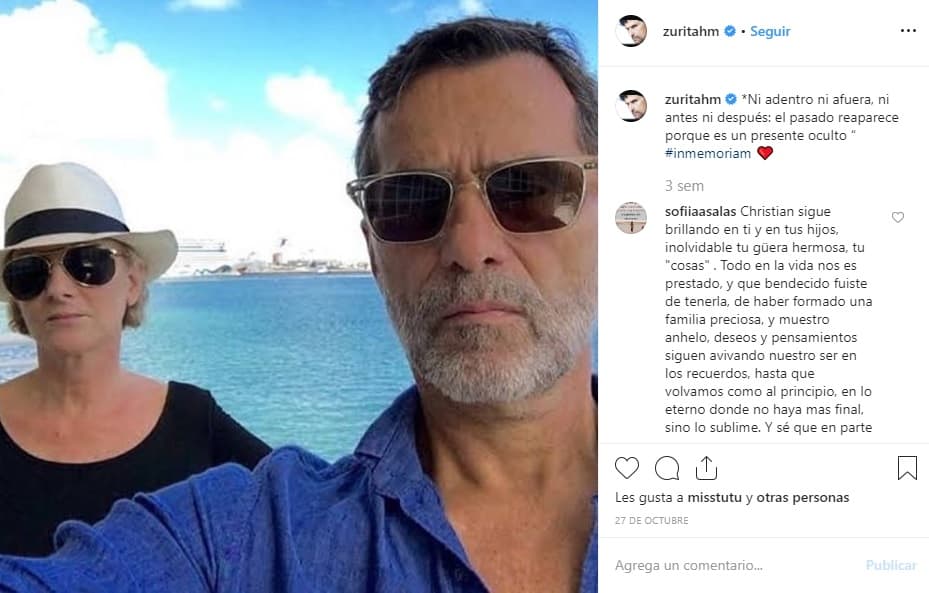 El 27 de octubre, el actor también recordó a la madre de sus hijos Sebastián y Emiliano con
<b><a href="https://www.instagram.com/p/B4IUgASgMir/" target="_blank">otra fotografía</a></b> donde posan juntos como pareja.