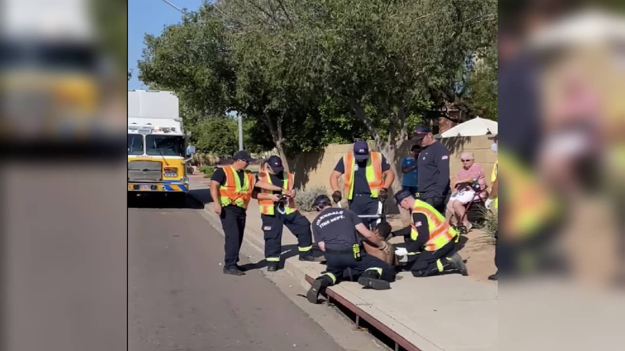 Bomberos rescatan a hombre de un desagüe en Glendale