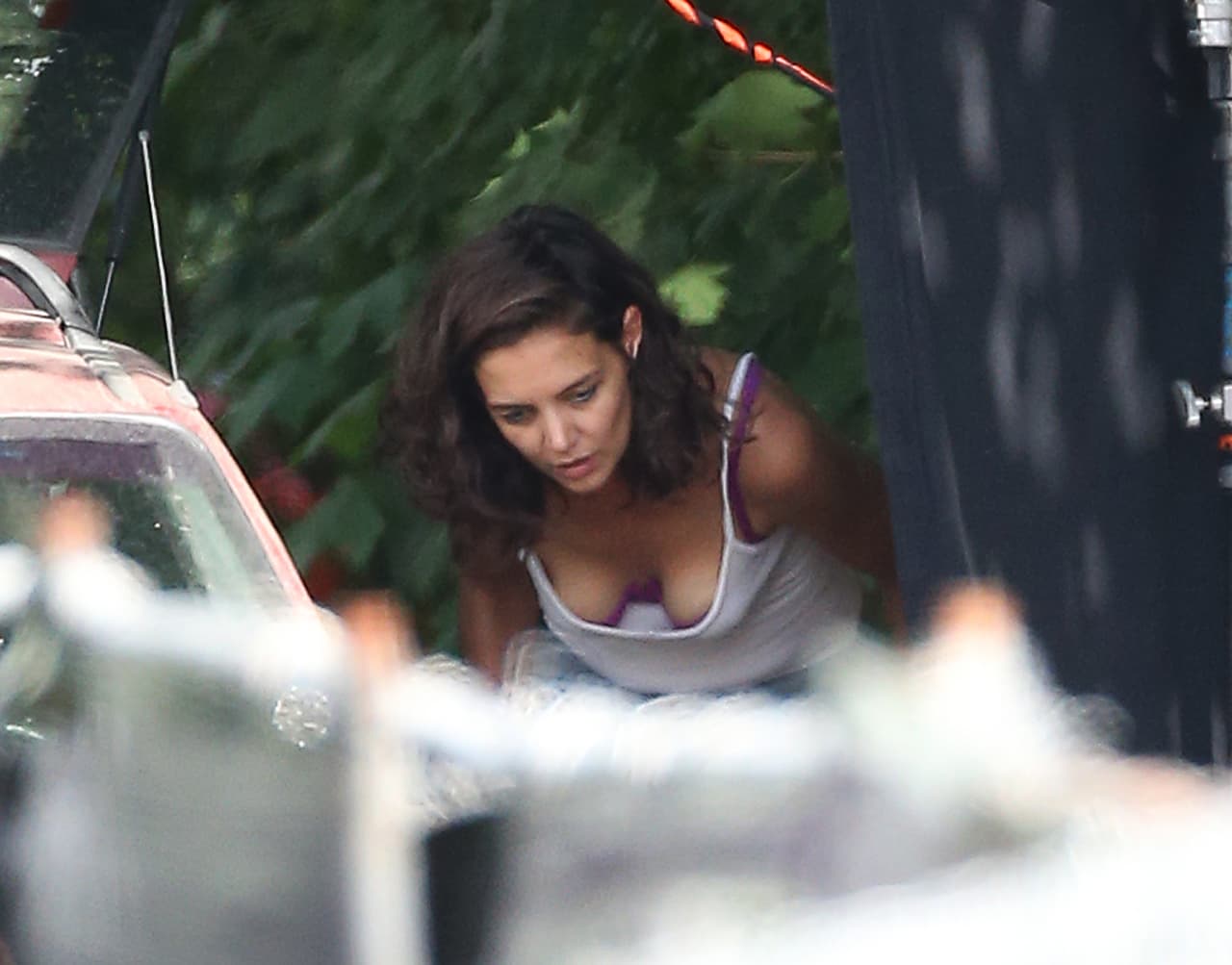 Estuvo un poco atareada este día en el set.