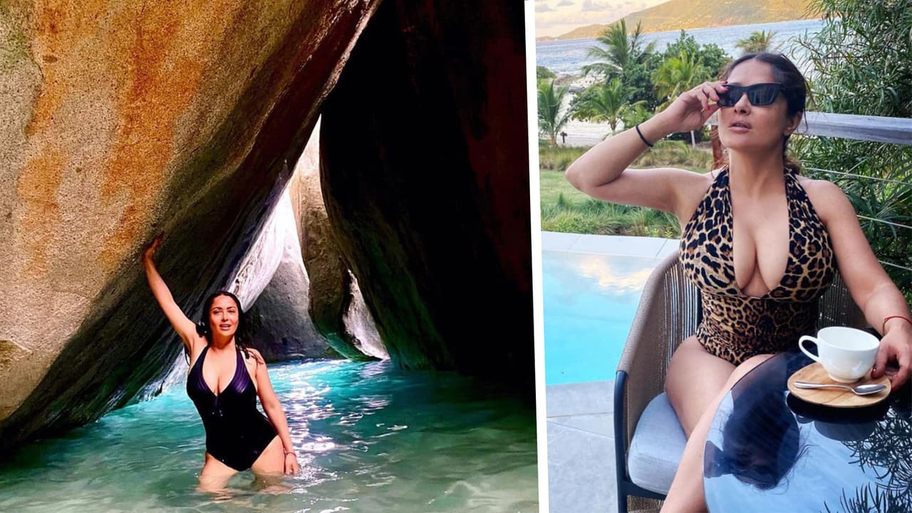 “Muy chula”: Salma Hayek recibe el año tomando café y en traje de baño