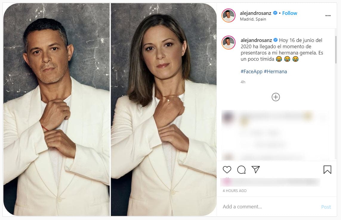 Por su parte, el cantante español 
<b>Alejandro Sanz</b> presentó a su "tímida" "hermana gemela".