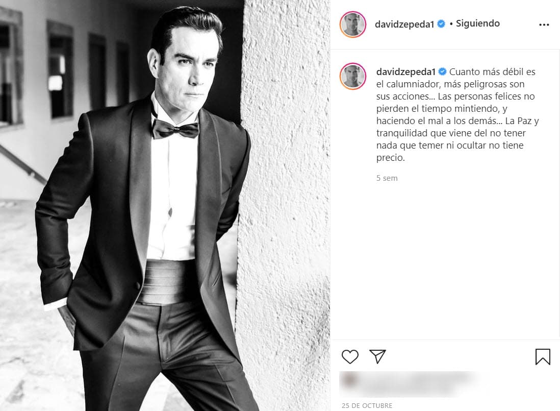 En su momento, Zepeda no dio declaraciones a los medios de comunicación, pero reaccionó en redes sociales con un mensaje: "Cuanto más débil es el calumniador, más peligrosas son sus acciones... Las personas felices no pierden el tiempo mintiendo y haciendo el mal a los demás... La paz y tranquilidad que viene del no tener nada que temer ni ocultar, no tiene precio", escribió el 25 de octubre.
<br>