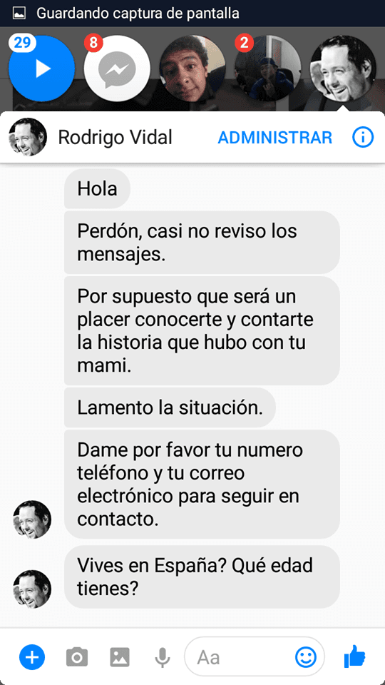Después de insistir, Rodrigo Vidal le respondió y aceptó que conocía de su existencia.