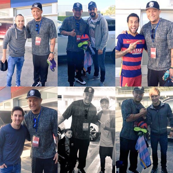 Miguel Cabrera visita a los jugadores del Barcelona en el Camp Nou