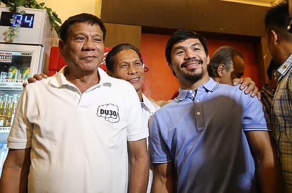 Manny Pacquiao mostró su apoyo al presidente de Filipinas, Rodrigo Duterte.