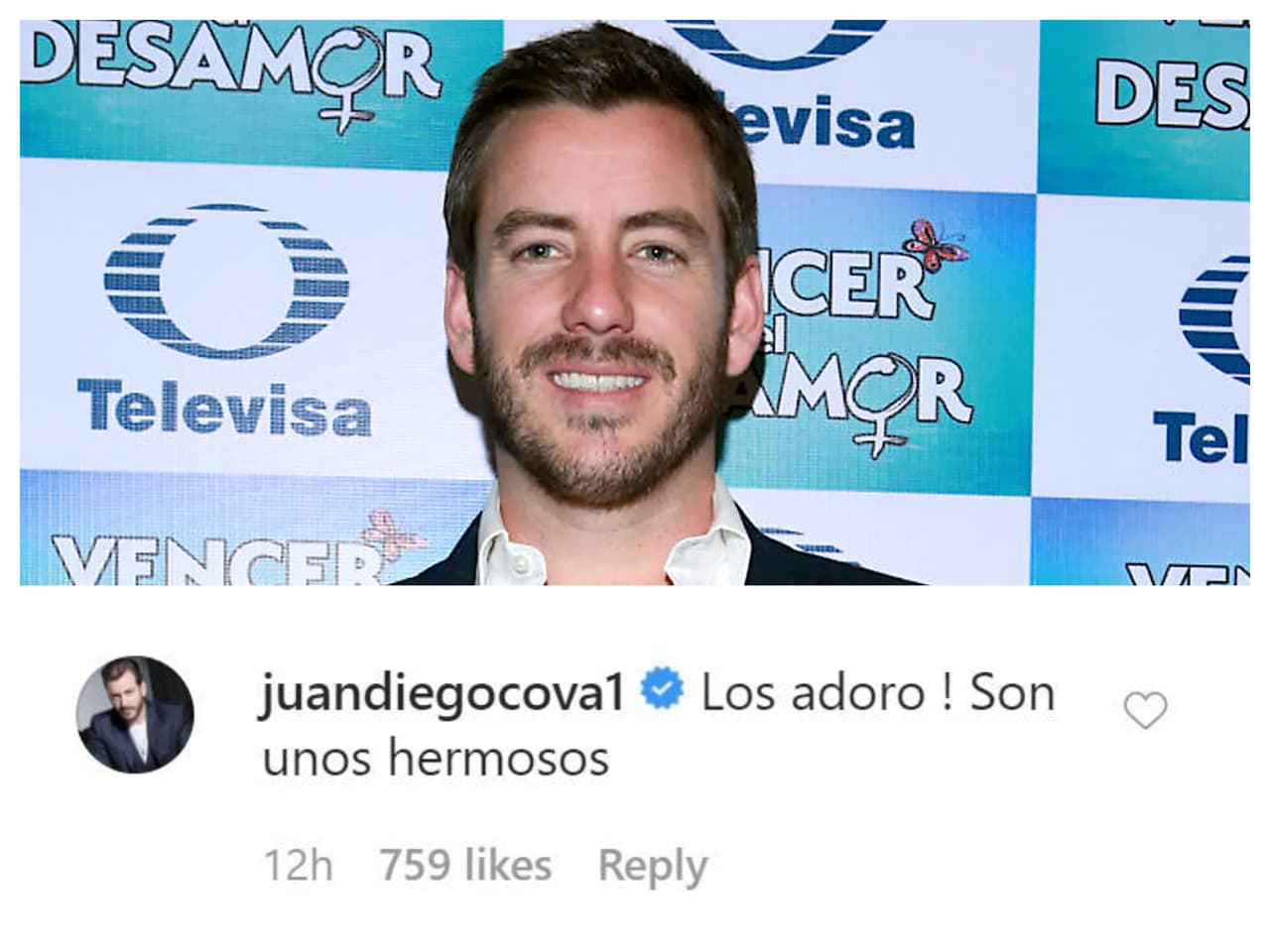 El actor
<b><a href="https://www.univision.com/famosos/juan-diego-covarrubias-actor-de-mi-marido-tiene-mas-familia-se-separa-de-su-esposa-fotos" target="_blank"> Juan Diego Covarrubias</a></b>, quien en agosto pasado pasó por algo similar al separarse de su esposa Edna Monroy, le escribió a su colega: "¡Los adoro! Son unos hermosos". 
<br>
