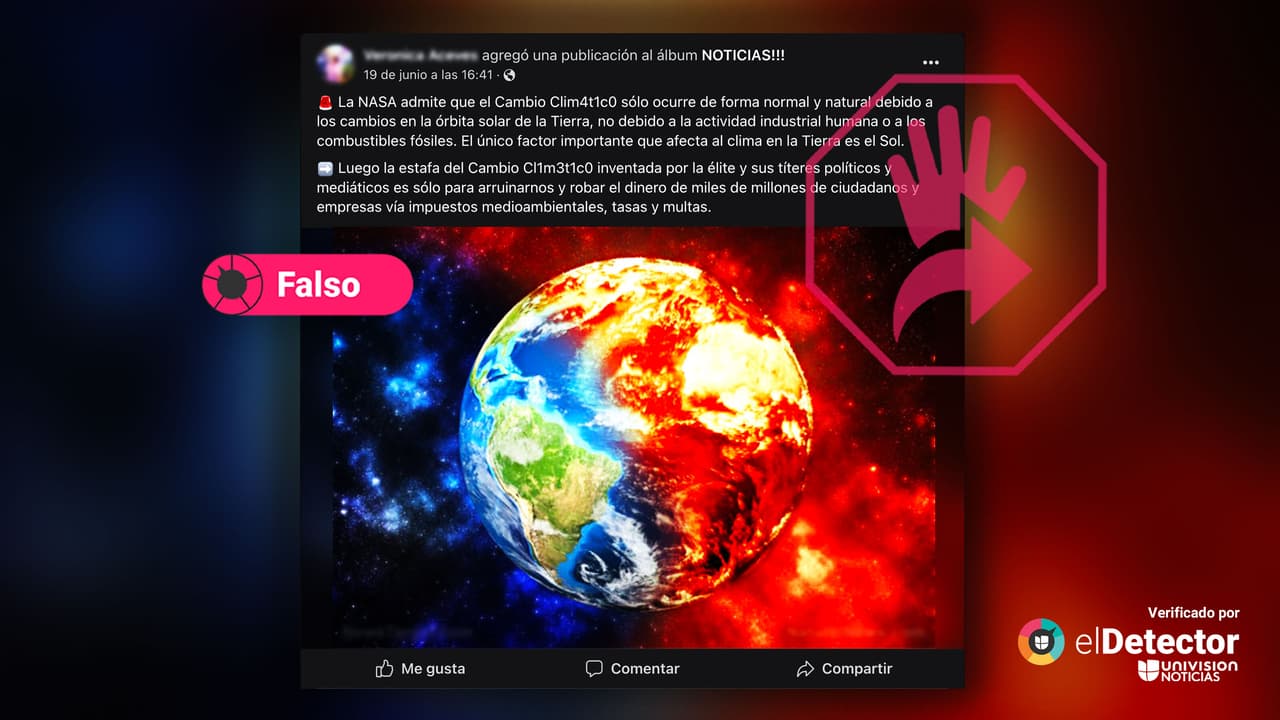 Es falso que la NASA admitió que el cambio climático se produce por cambios en la órbita solar de la Tierra y no por la actividad humana 