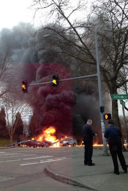 Un hombre está gravemente herido. Fue llevado al hospital más cercano. Fotografía tomada de Twitter.
