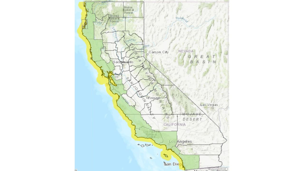 El Servicio Geológico de California actualizó el mapa de zonas de peligro de tsunami e incluyó a los condados de Marín, Napa, Sonoma, Solano, Ventura, San Diego y Santa Cruz.
