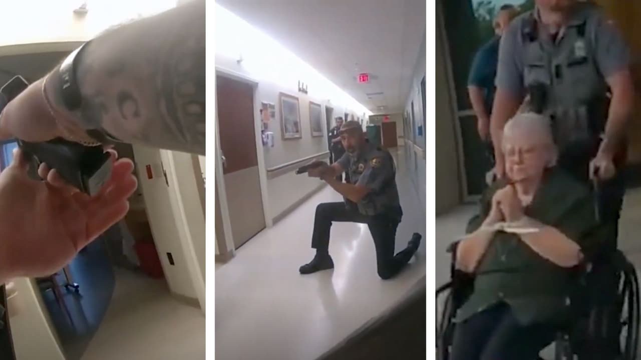 Revelan video del arresto de una anciana acusada de disparar y matar a su esposo en un hospital de Florida