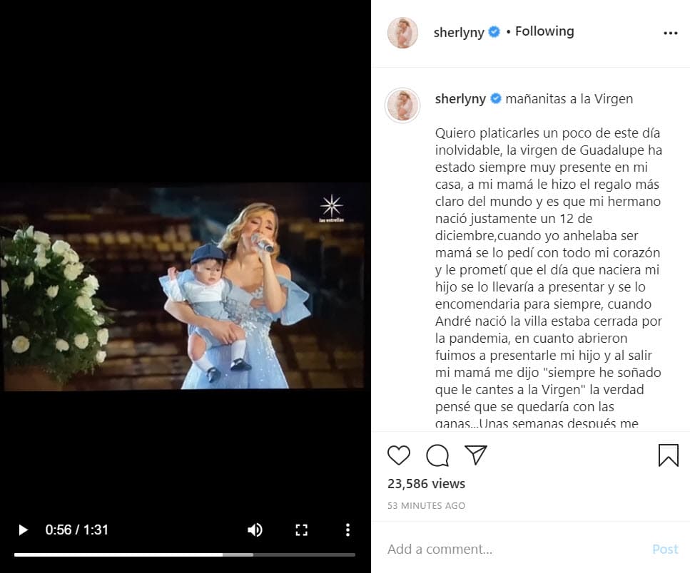 Sherlyn es otra de las famosas que le agradecen por haberle cumplido su anhelo de experimentar la maternidad. La actriz fue una de las artistas que le cantó en el programa especial de Televisa.
<br>