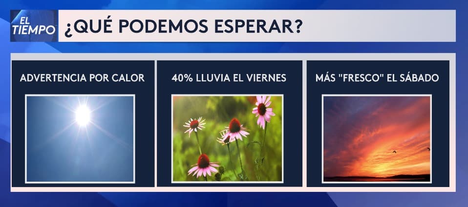 Nos espera una semana cálida en el norte del estado de la Estrella Solitaria, con 
<b>advertencias por altas temperaturas que alcanzarán los tres dígitos</b>. Sin embargo, 
<b>existe un 40% de probabilidad de lluvias el viernes</b> debido a la llegada de un nuevo sistema en la región, según informa nuestra meteoróloga Nelly Carreño.